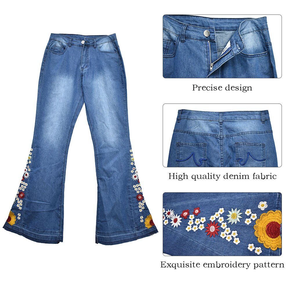 Embroidered Denim Flares