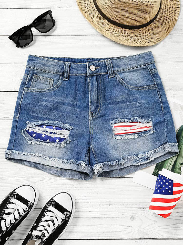 Denim Flag Shorts