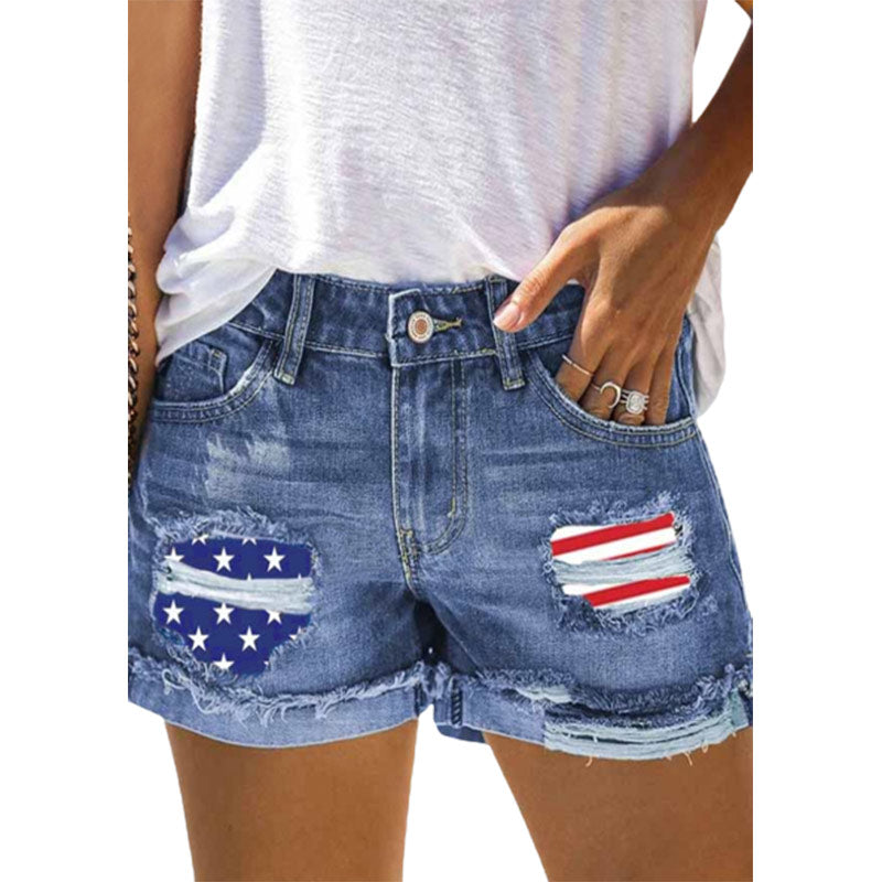 Denim Flag Shorts