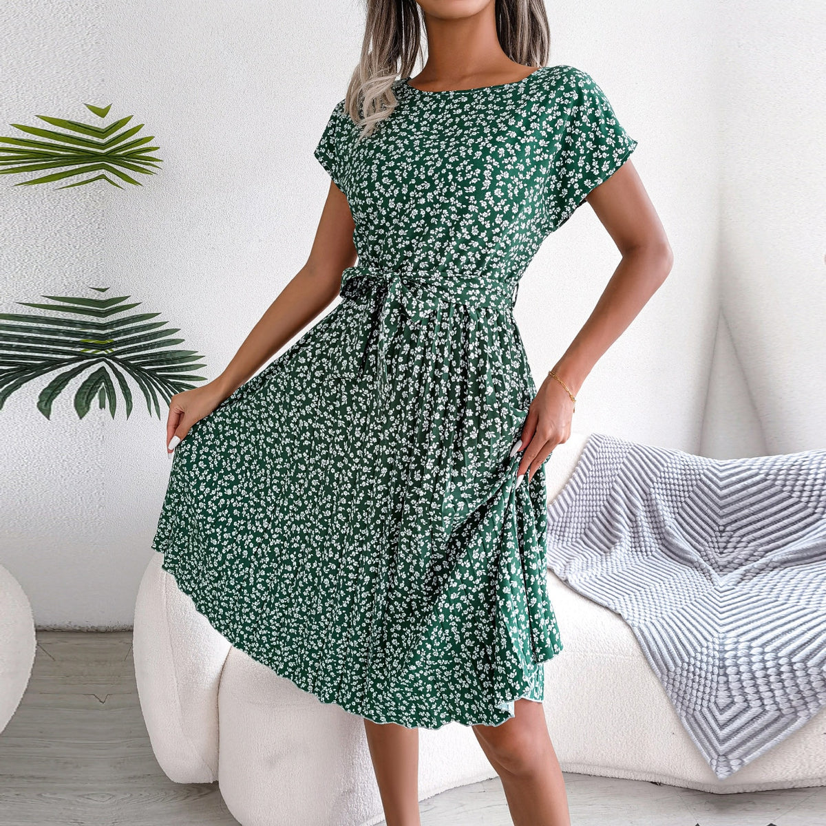 Floral Belted Summer Dress