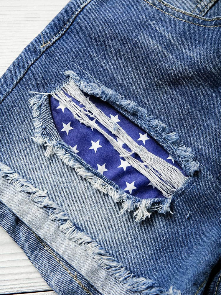 Denim Flag Shorts