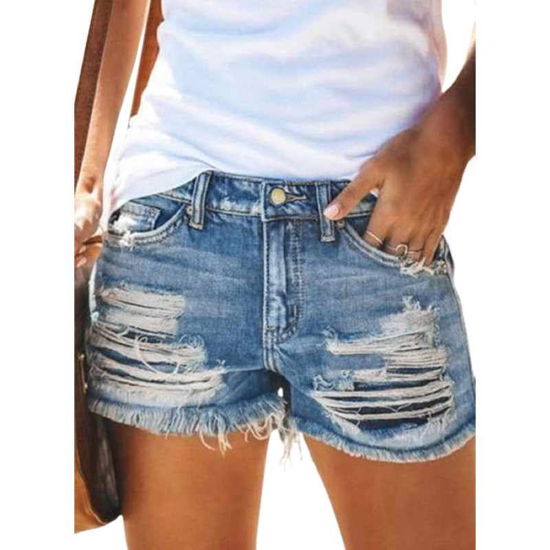 Distressed Denim Shorts