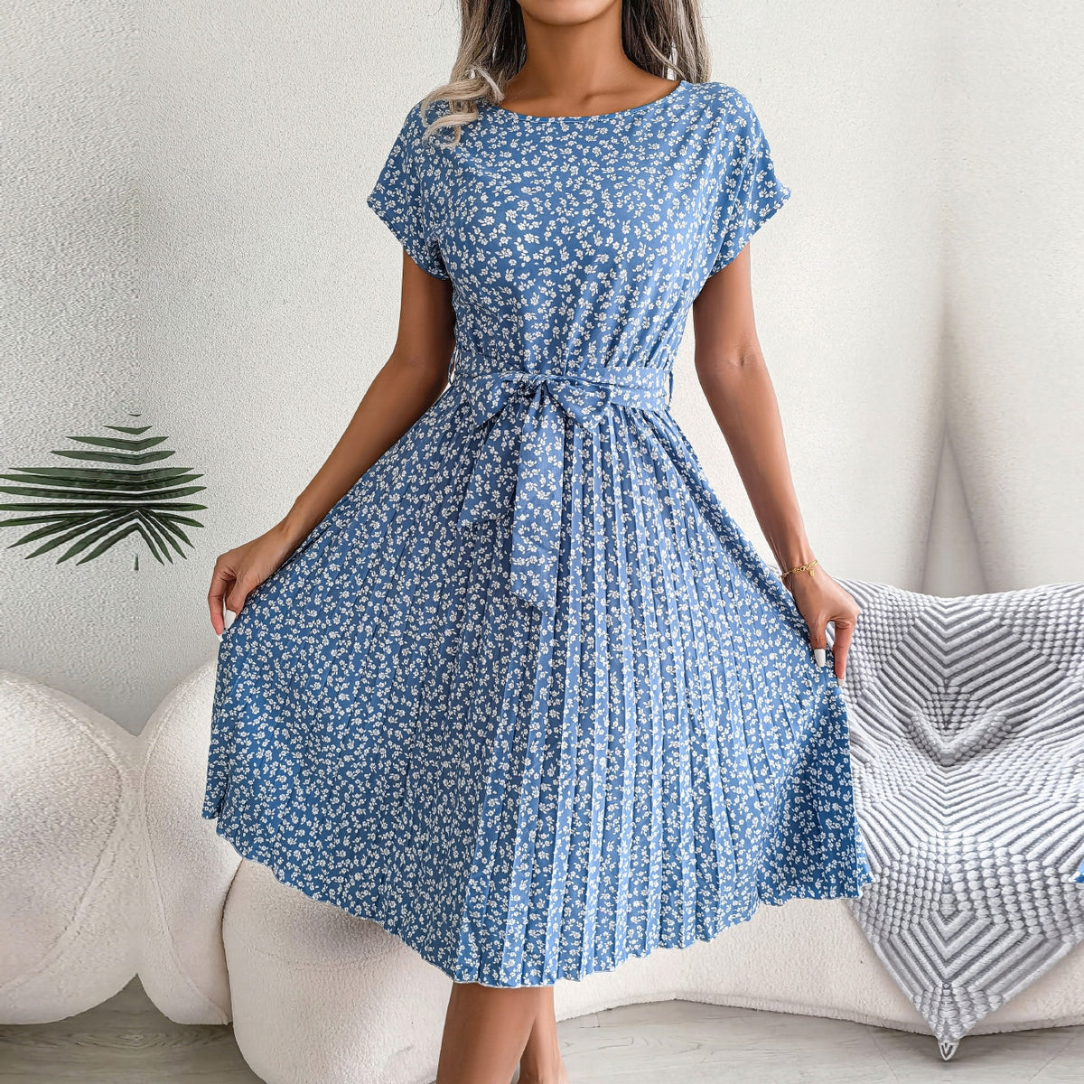 Floral Belted Summer Dress
